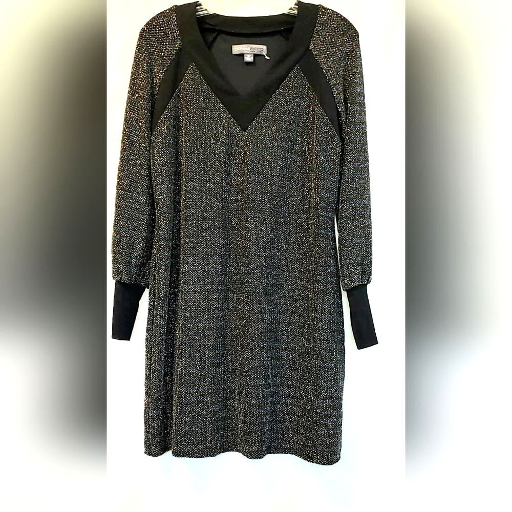 Donna Ricco Black, Silver and Gold Long Sleeve Party Dress Size - 8P